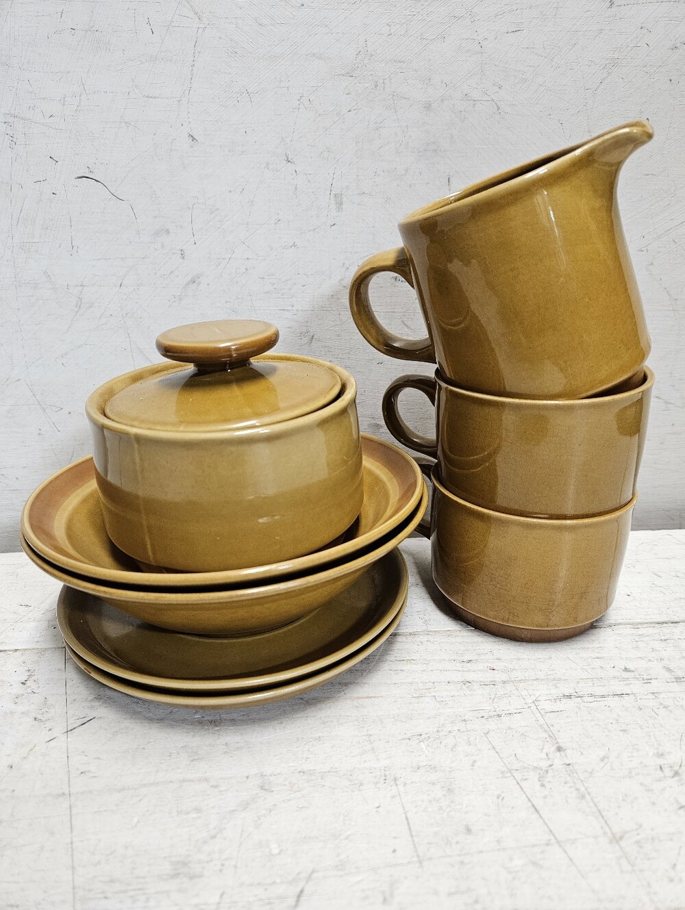 9pc. Fashion Manor Stoneware FLORA Breakfast Set Vintage Mid Century Modern MCM